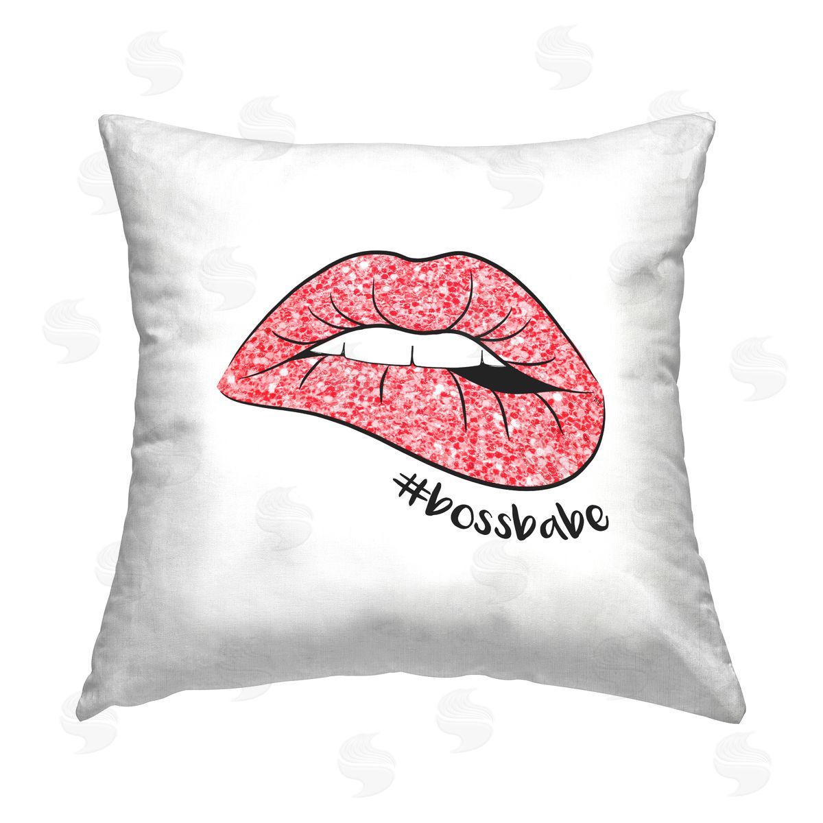 Boss Babe Hashtag Glam Lips Decorative Printed Pillow, Home Decor by Martina Pavlova