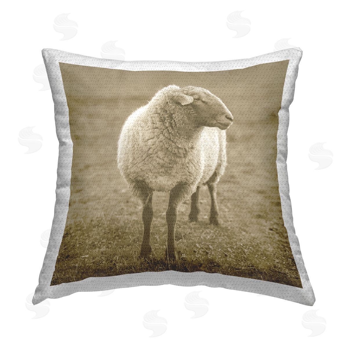 Sheep Grazing Farmland Animal Outdoor Printed Pillow, Home Decor by Stupell Studio
