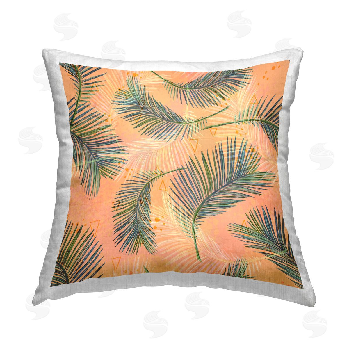 Bold Orange Palm Leaves Pattern Decorative Printed Pillow, Home Decor by Raquel Maciel