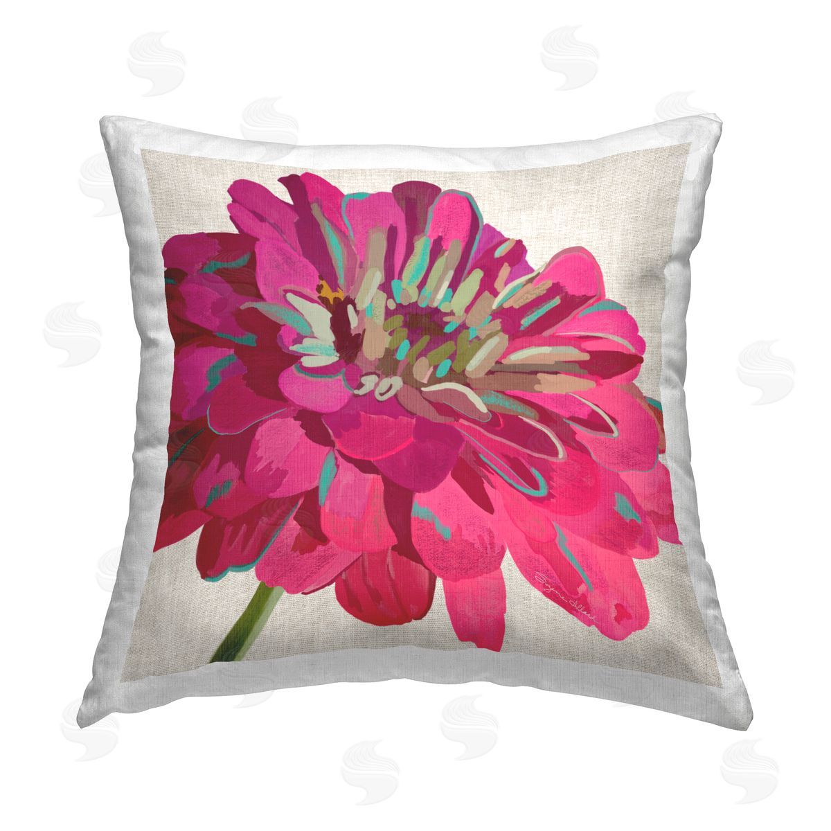 Bold Magenta Dahlia Flower Bloom Decorative Printed Pillow, Home Decor by Suzanne Allard