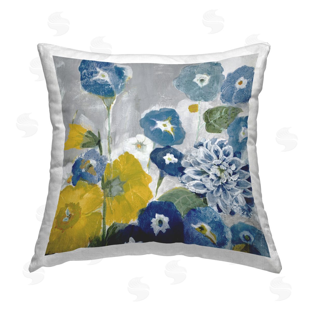 Blue & Yellow Garden Florals Decorative Printed Pillow, Home Decor by Jill Martin