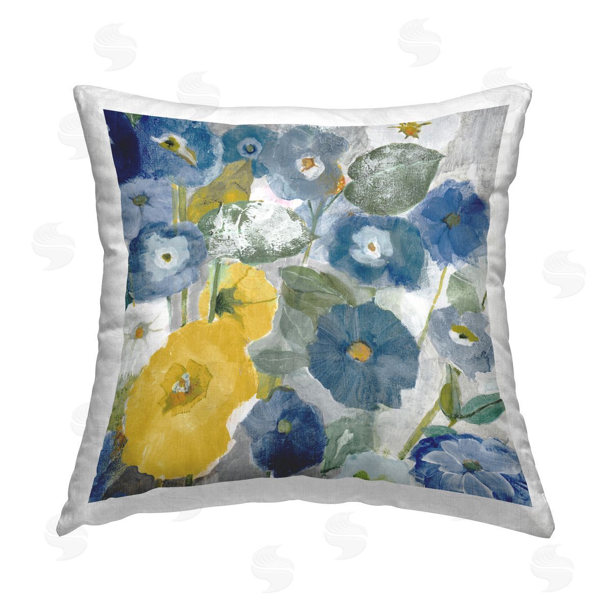 Blue & Yellow Morning Glory Garden Decorative Printed Pillow, Home Decor by Jill Martin