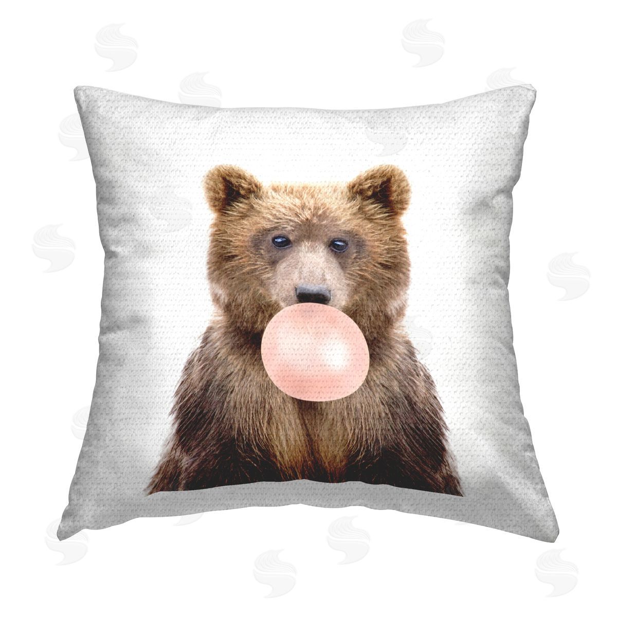 Brown Bear Bubblegum Animal Outdoor Printed Pillow, Home Decor by Katherin Pienaar