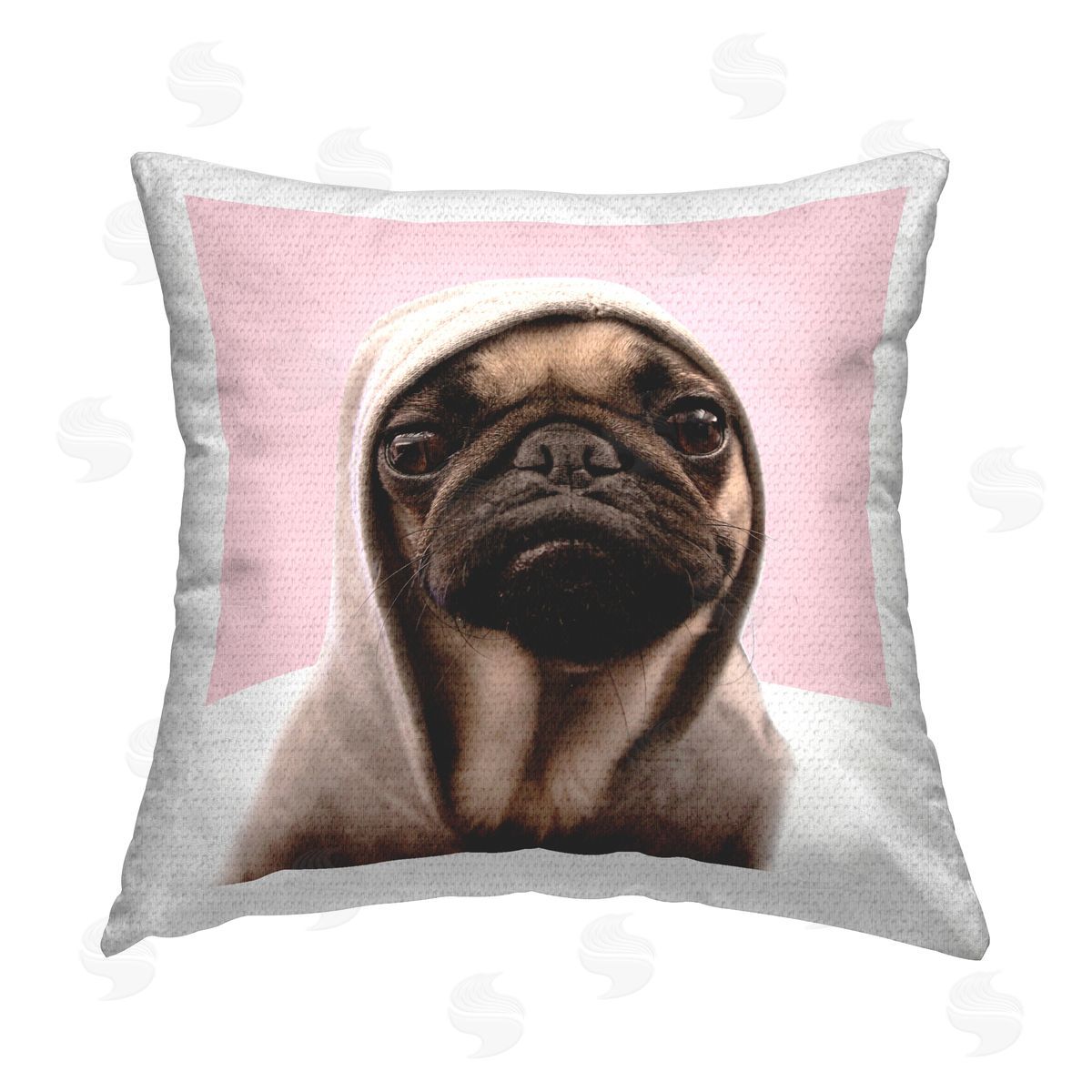 Pug Puppy Wearing Hoodie Outdoor Printed Pillow, Home Decor by Elephant Stock
