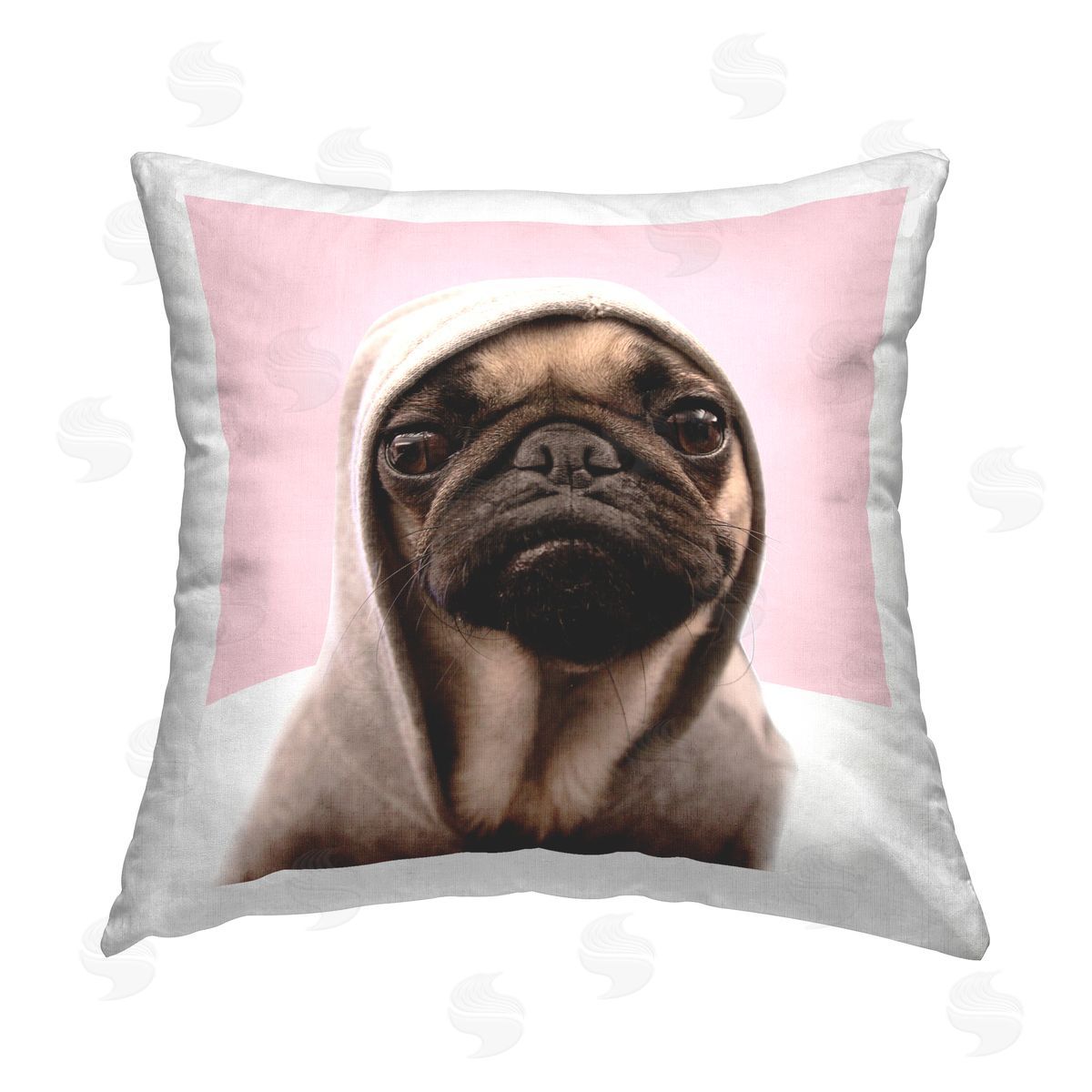 Pug Puppy Wearing Hoodie Decorative Printed Pillow, Home Decor by Elephant Stock