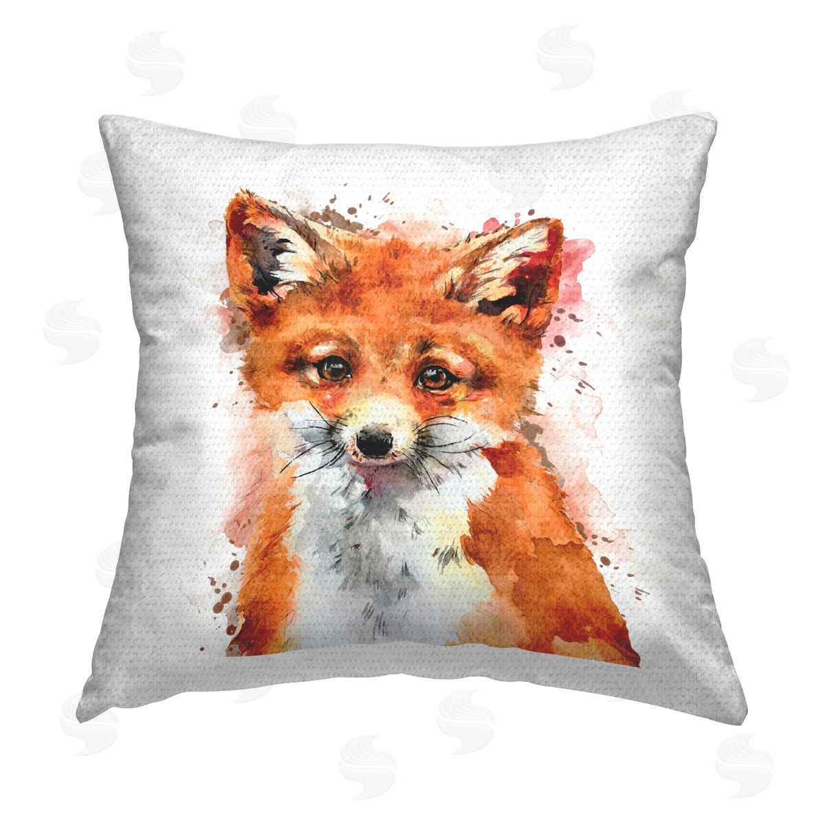 Fox Orange Watercolor Splash Outdoor Printed Pillow, Home Decor by Elephant Stock