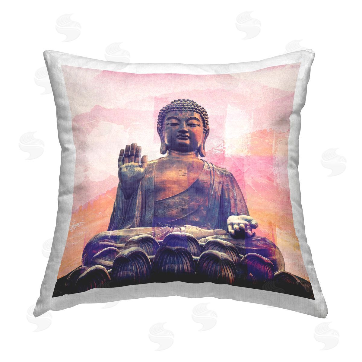 Buddha Statue Pink Landscape Decorative Printed Pillow, Home Decor by Elephant Stock
