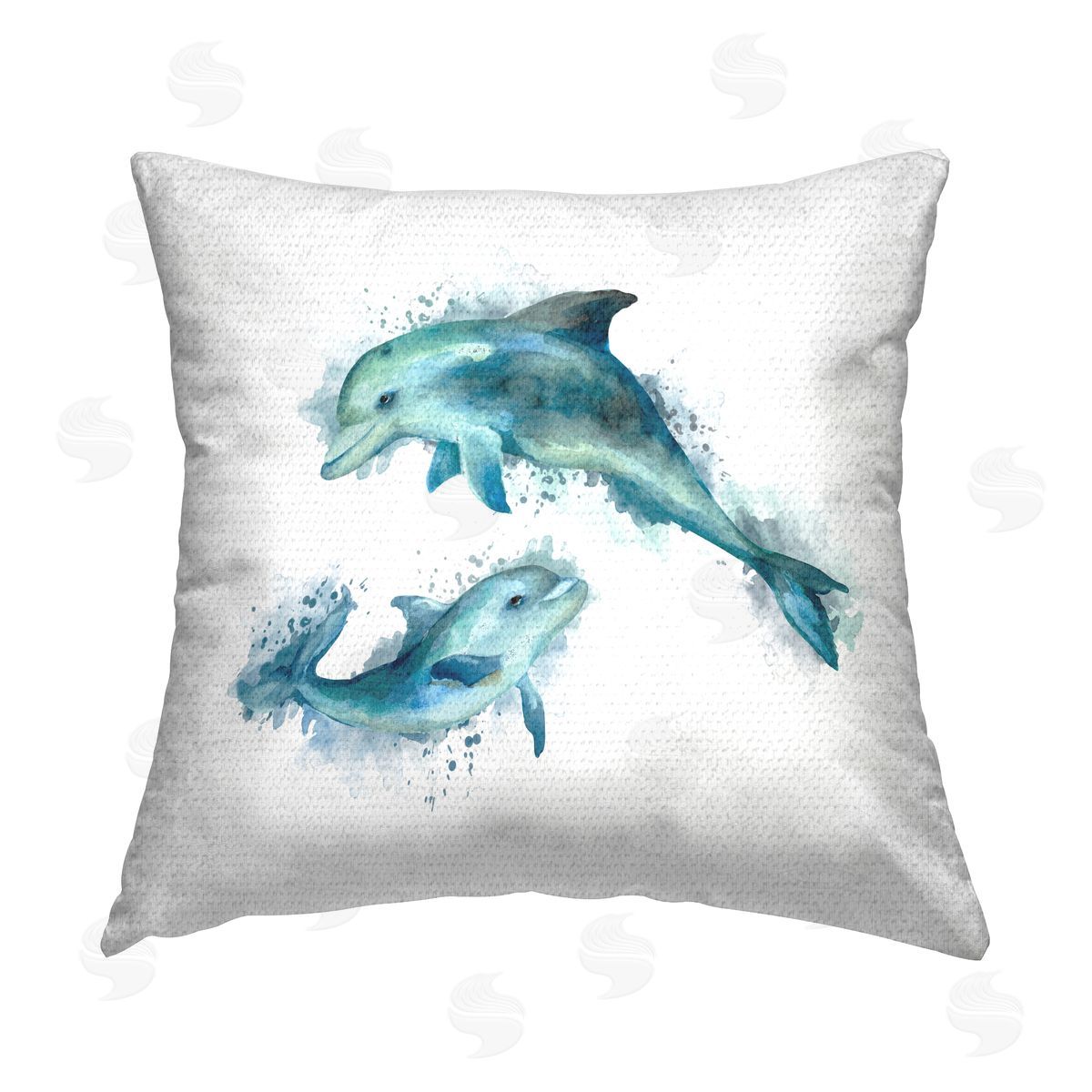 Swimming Dolphins Marine Animals Outdoor Printed Pillow, Home Decor by Elephant Stock