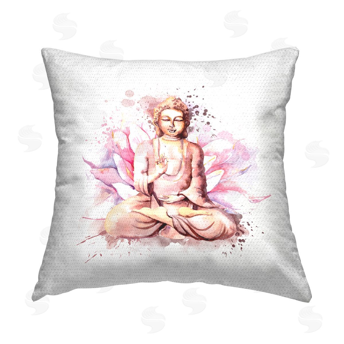 Pink Lotus Buddha Portrait Outdoor Printed Pillow, Home Decor by Elephant Stock