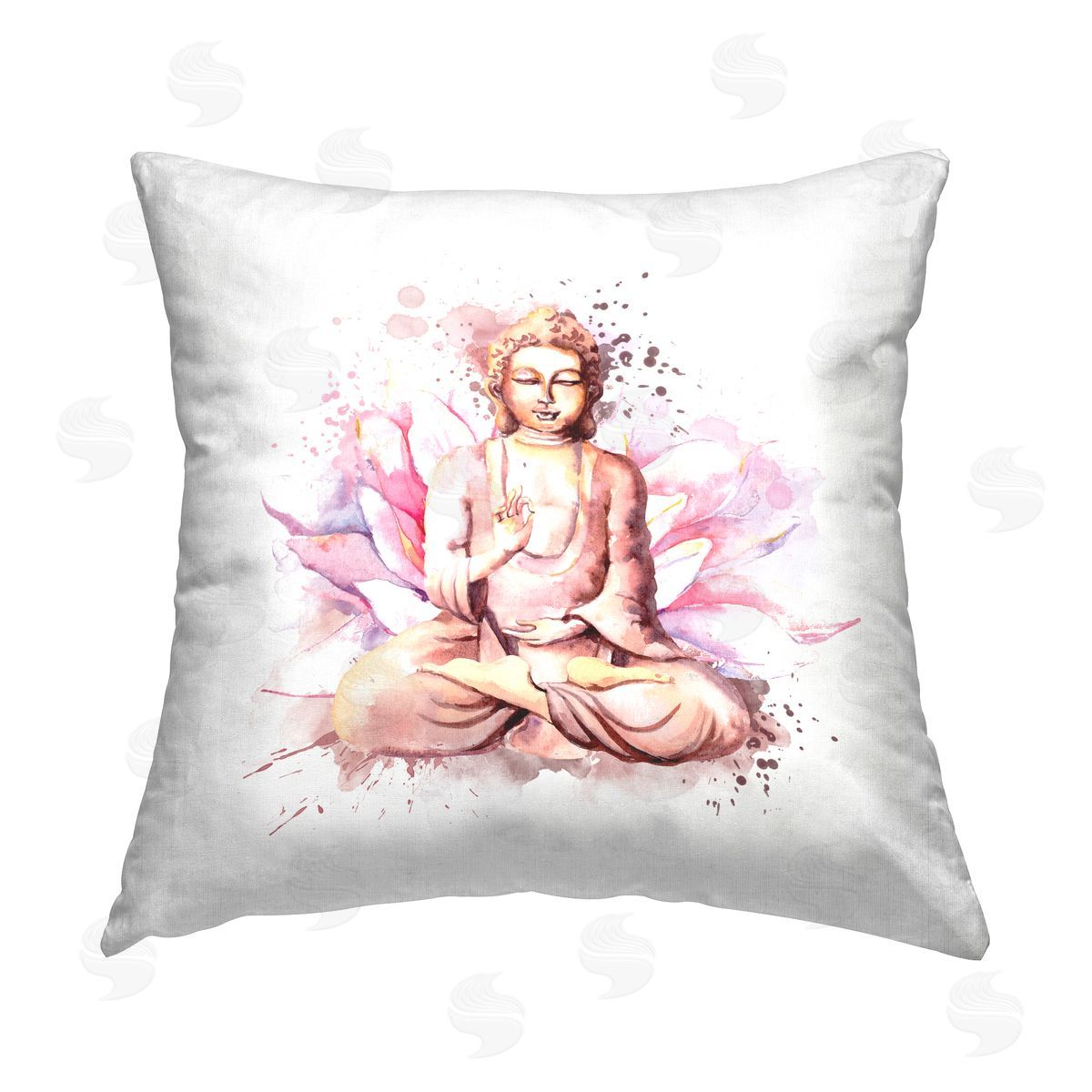 Pink Lotus Buddha Portrait Decorative Printed Pillow, Home Decor by Elephant Stock