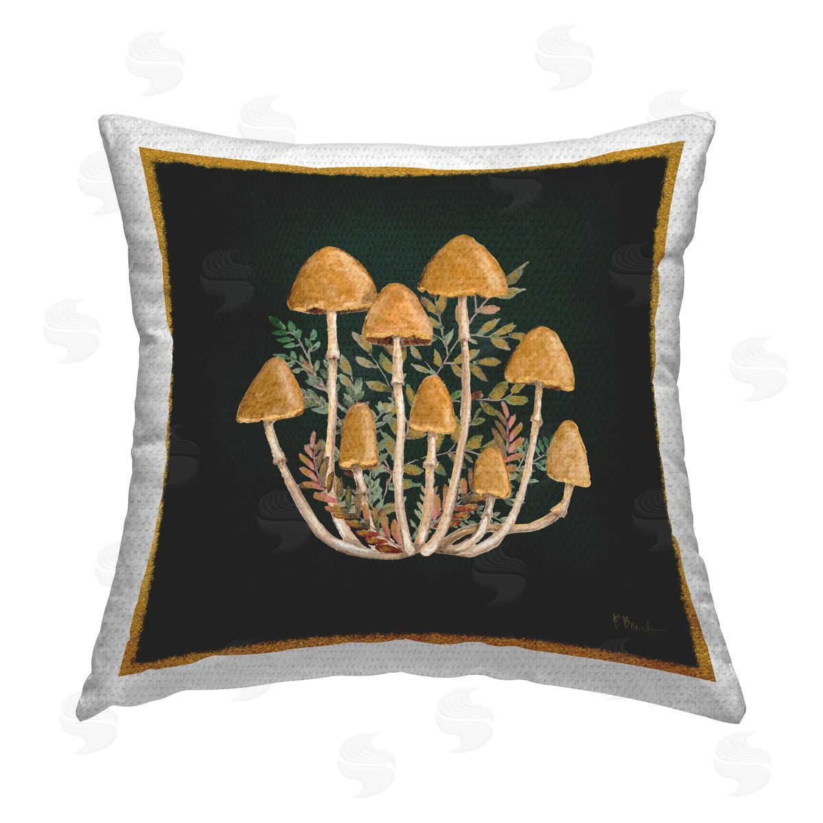 Woodland Mushroom Botanicals Outdoor Printed Pillow, Home Decor by Paul Brent