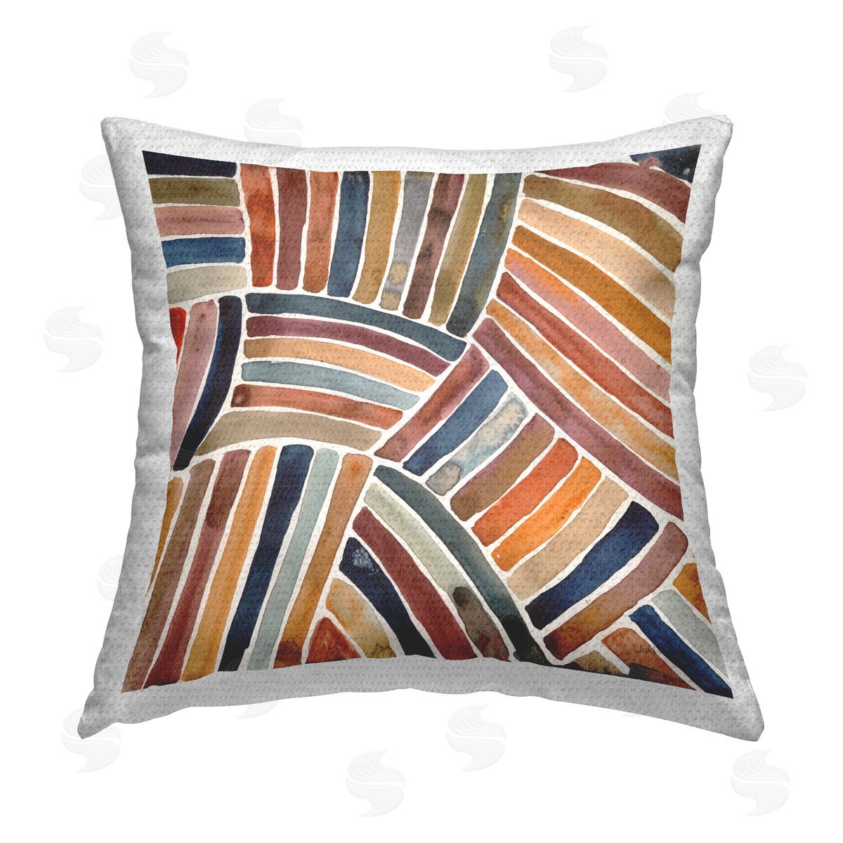 Boho Alternating Stripes Pattern Outdoor Printed Pillow, Home Decor by Cheryl Warrick