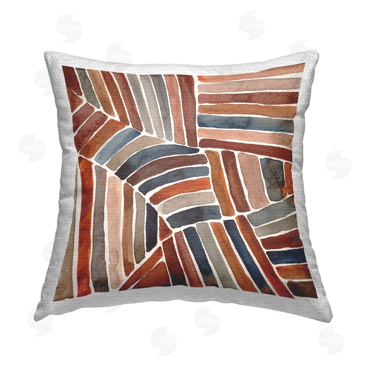 Neutral Boho Stripes Pattern Outdoor Printed Pillow, Home Decor by Cheryl Warrick