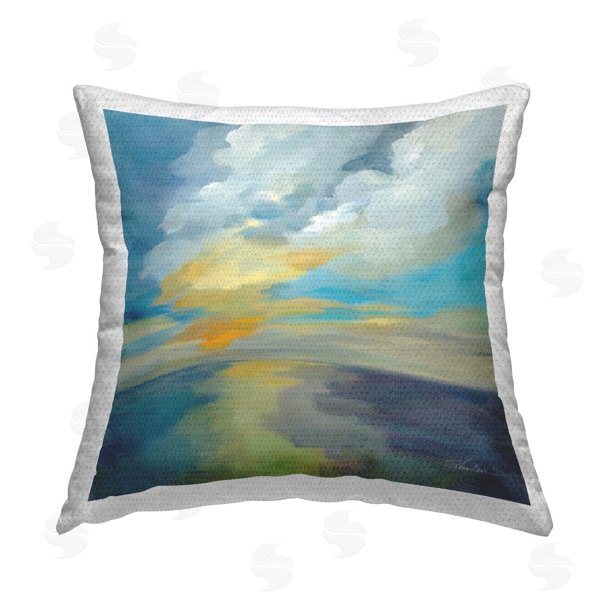 Abstract Clouds Reflection Outdoor Printed Pillow, Home Decor by Silvia Vassileva