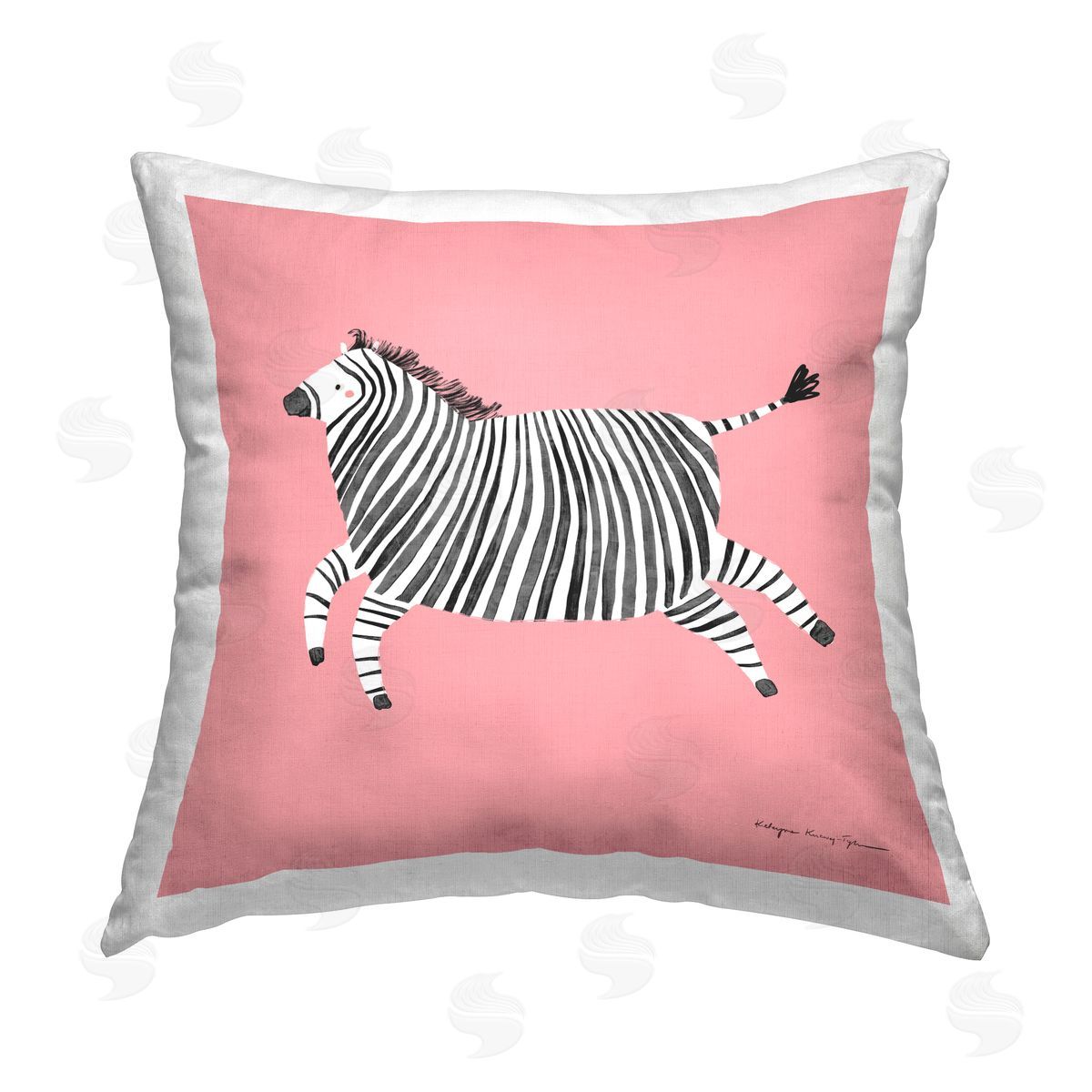 Pink Zebra Animal Portrait Decorative Printed Pillow, Home Decor by Kasia Kucwaj-Tybur