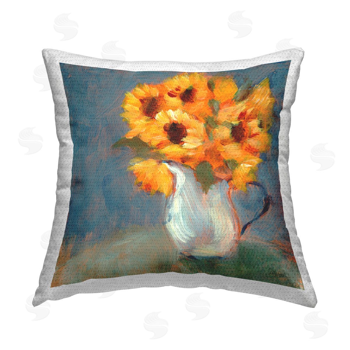 Bold Country Sunflower Vase Outdoor Printed Pillow, Home Decor by Sue Schlabach