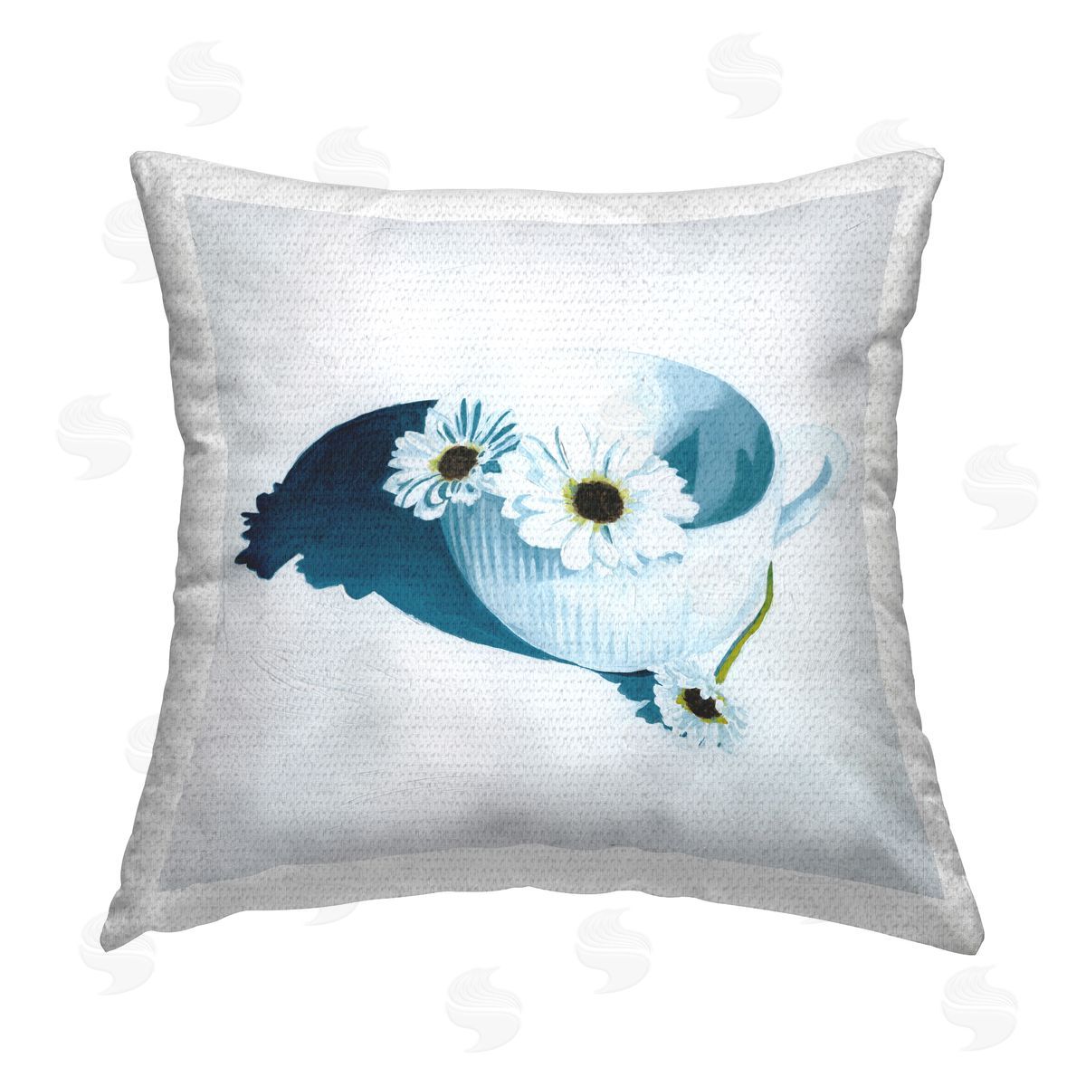 Modern Daisies in Teacup Outdoor Printed Pillow, Home Decor by Grace Popp