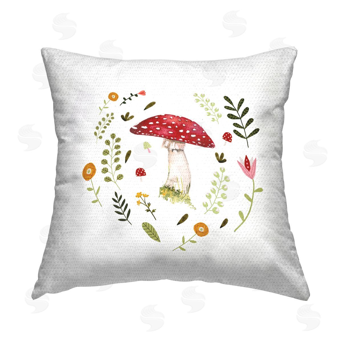Botanical Cottage Mushroom Outdoor Printed Pillow, Home Decor by Victoria Barnes