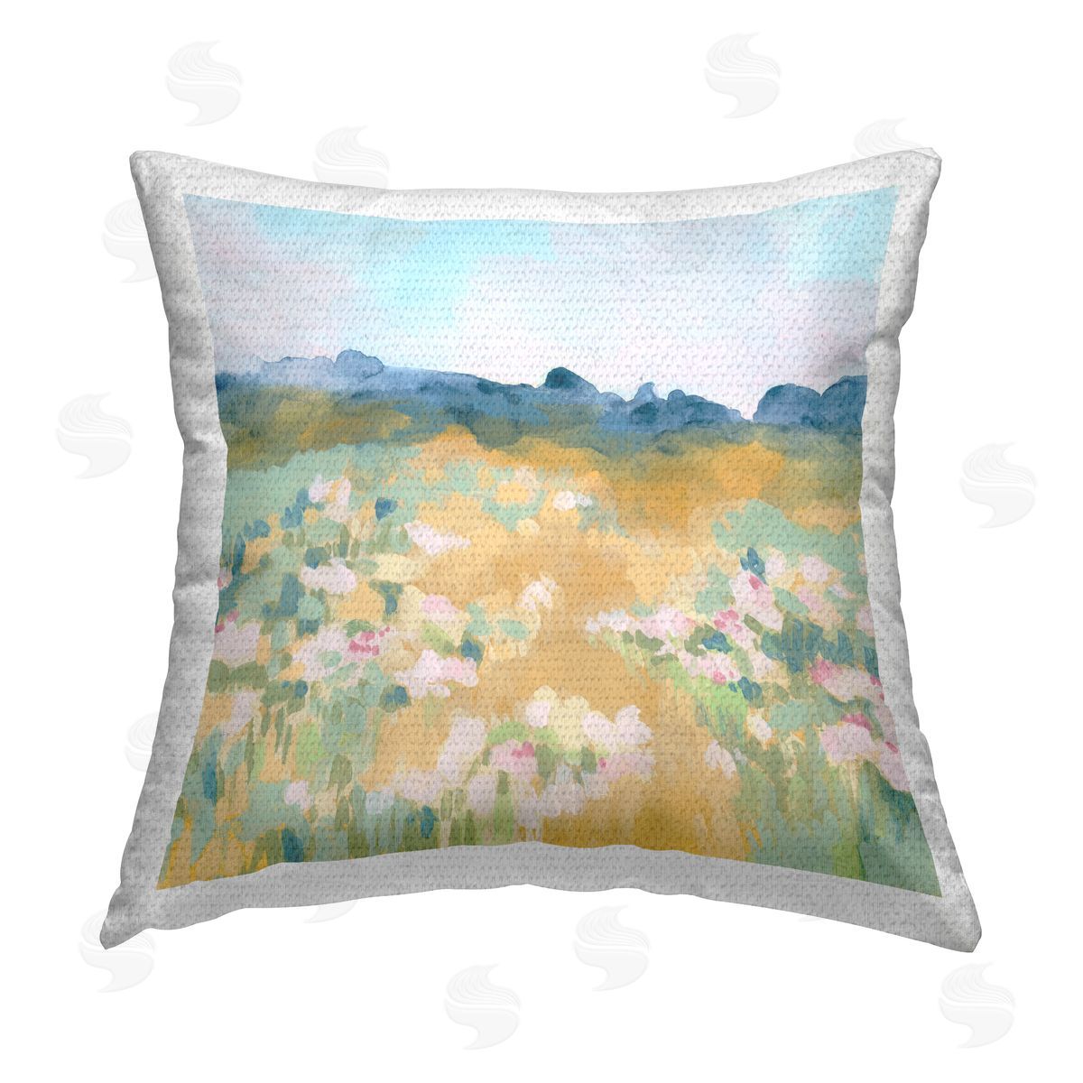 Floral Meadow Landscape Outdoor Printed Pillow, Home Decor by June Erica Vess