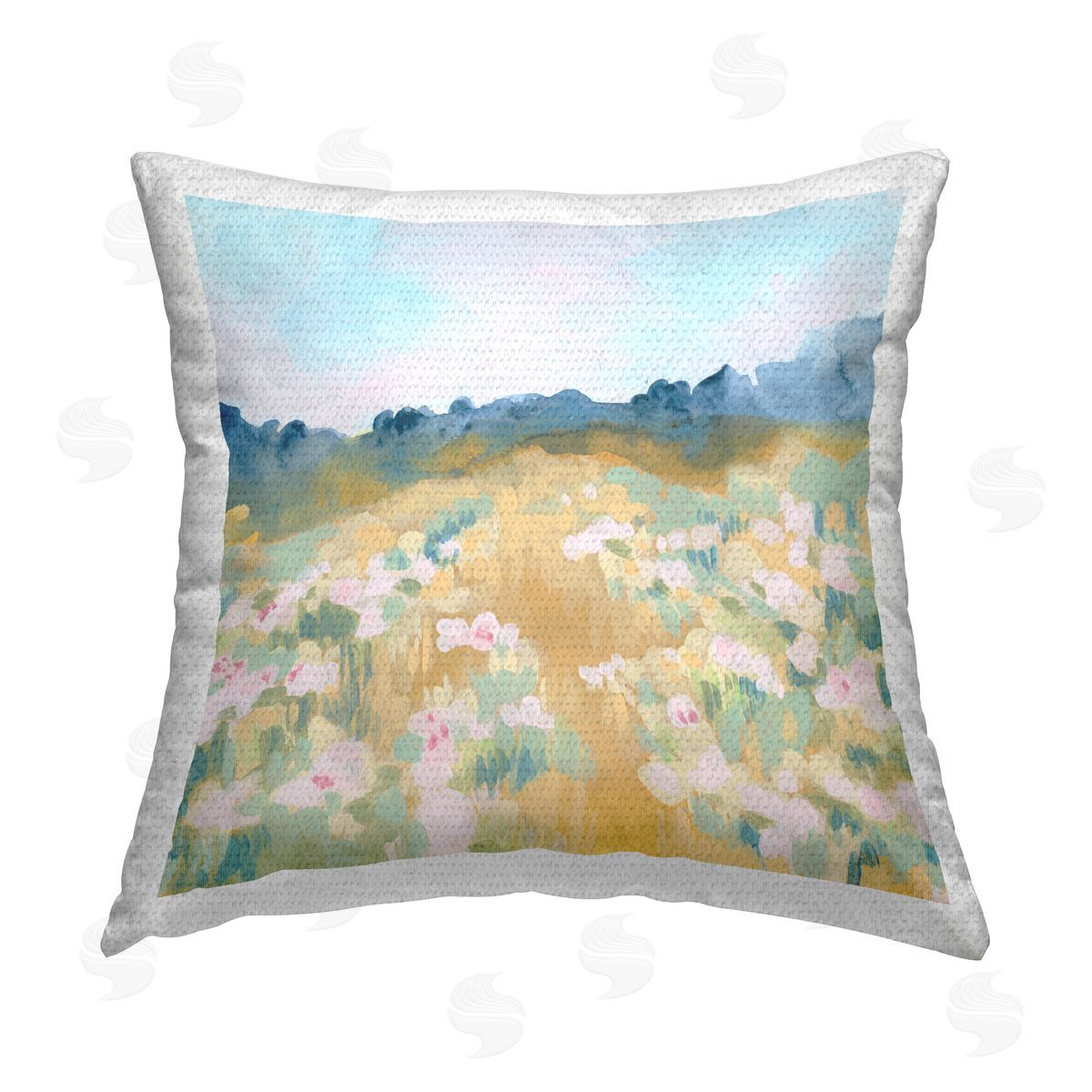 Rural Meadow Landscape Outdoor Printed Pillow, Home Decor by June Erica Vess