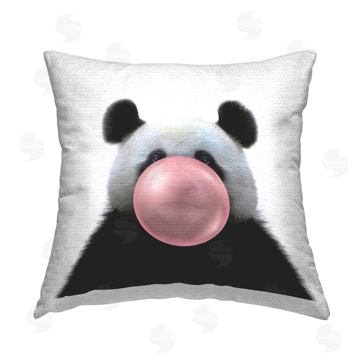 Panda Bear Pink Bubblegum Outdoor Printed Pillow, Home Decor by Elephant Stock