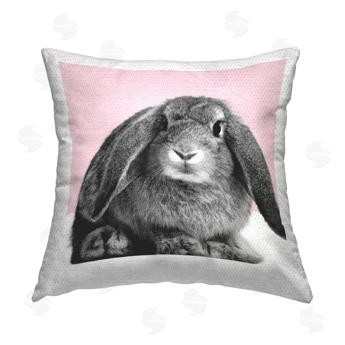 Pink Bunny Rabbit Portrait Outdoor Printed Pillow, Home Decor by Elephant Stock