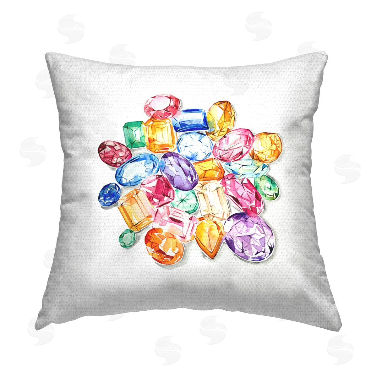 Various Jewels Gemstones Outdoor Printed Pillow, Home Decor by Enya Todd