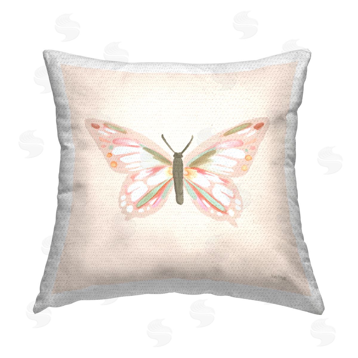 Neutral Beige Butterfly Outdoor Printed Pillow, Home Decor by House Fenway