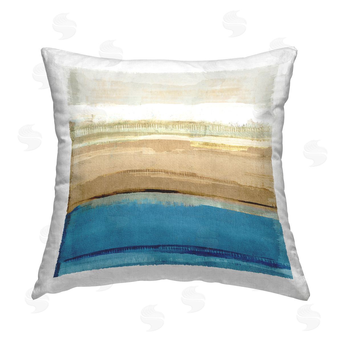 Blue & Beige Abstraction Decorative Printed Pillow, Home Decor by Flora Kouta