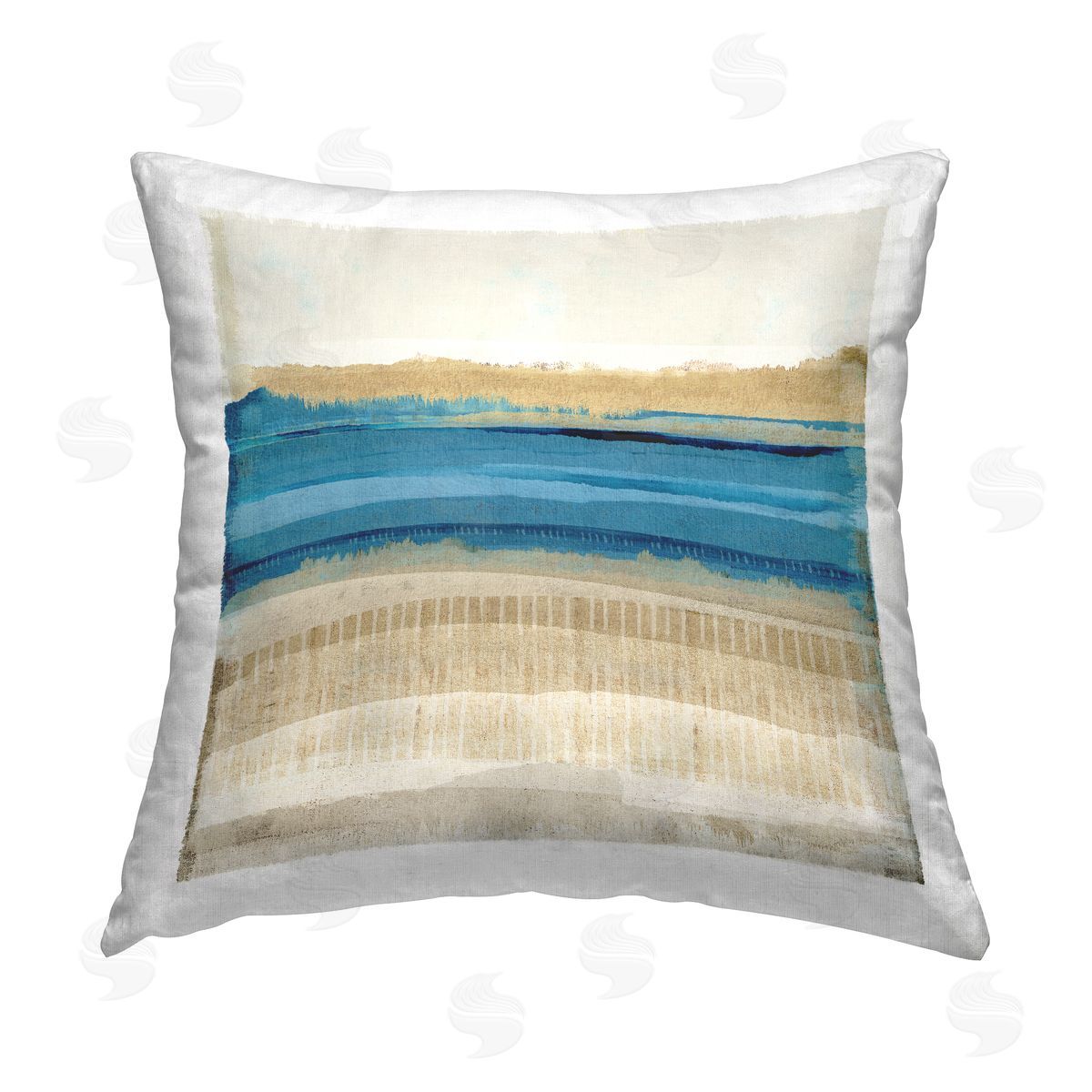 Modern Blue & Beige Abstract Decorative Printed Pillow, Home Decor by Flora Kouta