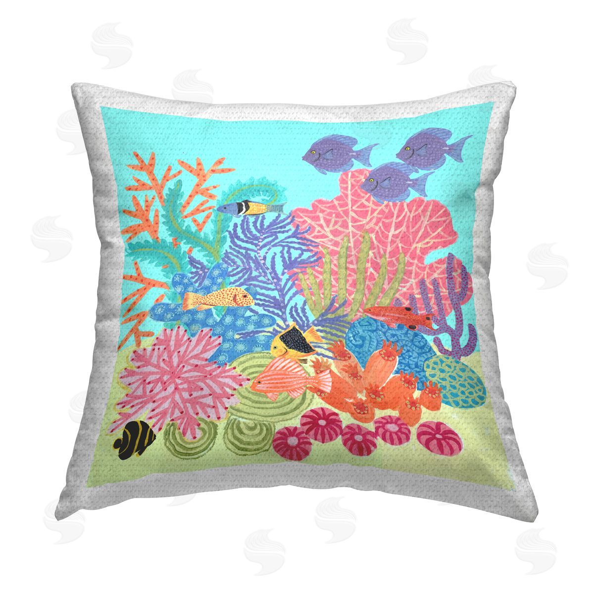Underwater Sea Life Reef Outdoor Printed Pillow, Home Decor by Maret Hensick