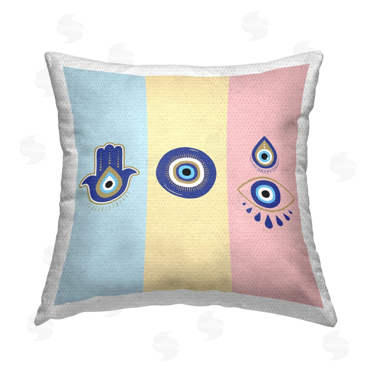 Pastel Evil Eye Symbols Outdoor Printed Pillow, Home Decor by Elephant Stock