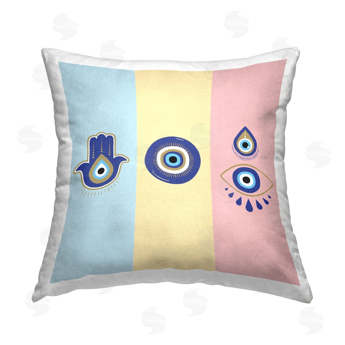 Pastel Evil Eye Symbols Decorative Printed Pillow, Home Decor by Elephant Stock