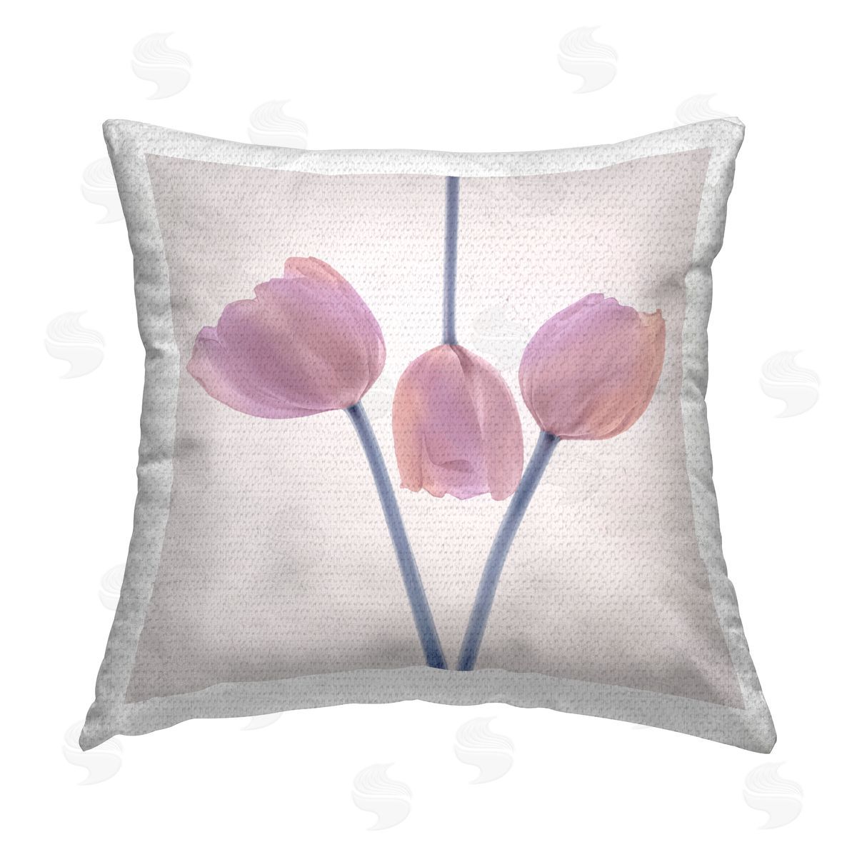 Modern Pink Tulip Blooms Outdoor Printed Pillow, Home Decor by Elephant Stock