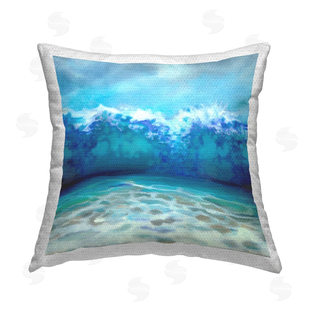 Tsunami Wave Splash Outdoor Printed Pillow, Home Decor by Louise Montillio