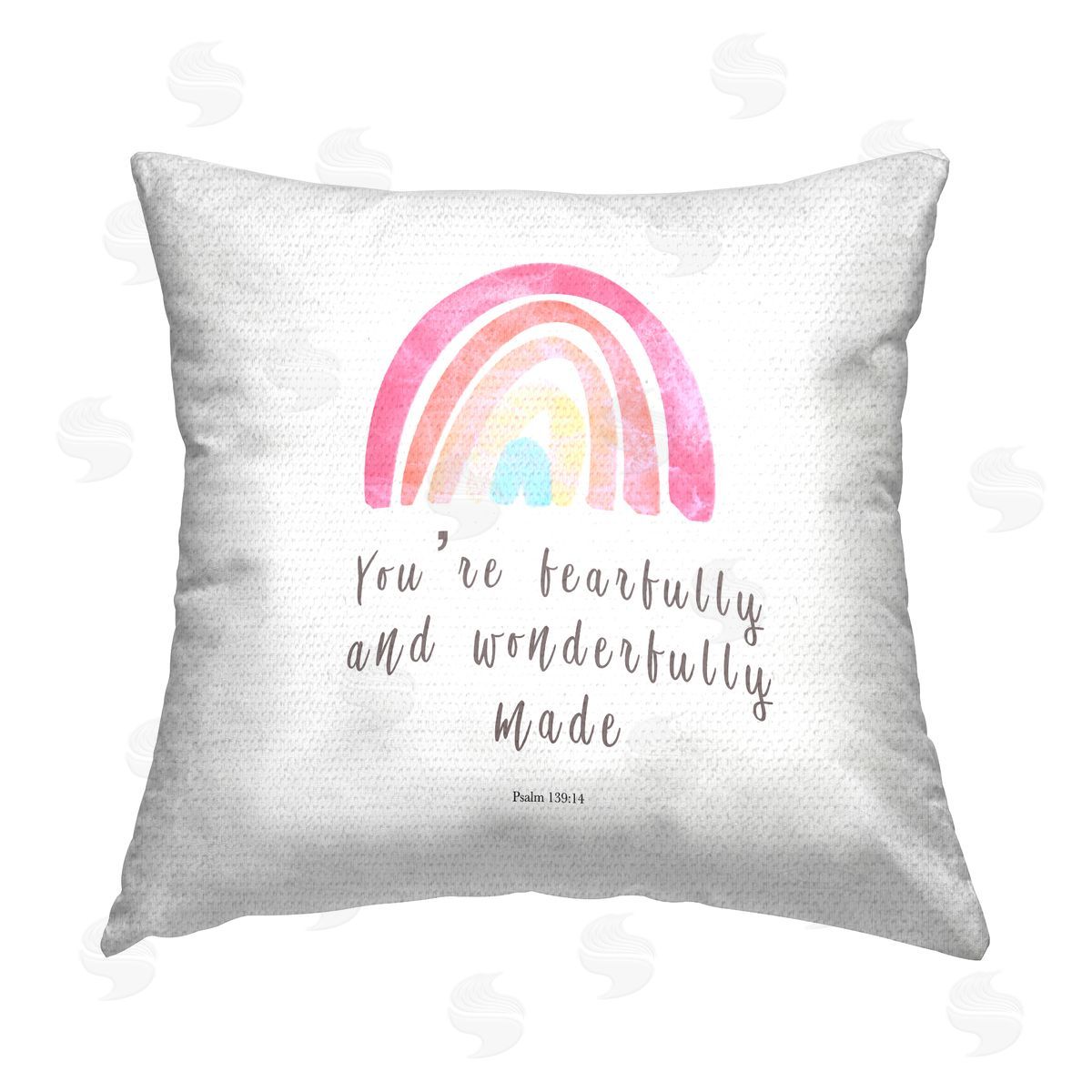 Psalm 139:14 Rainbow Proverb Outdoor Printed Pillow, Home Decor by Amber Clarkson