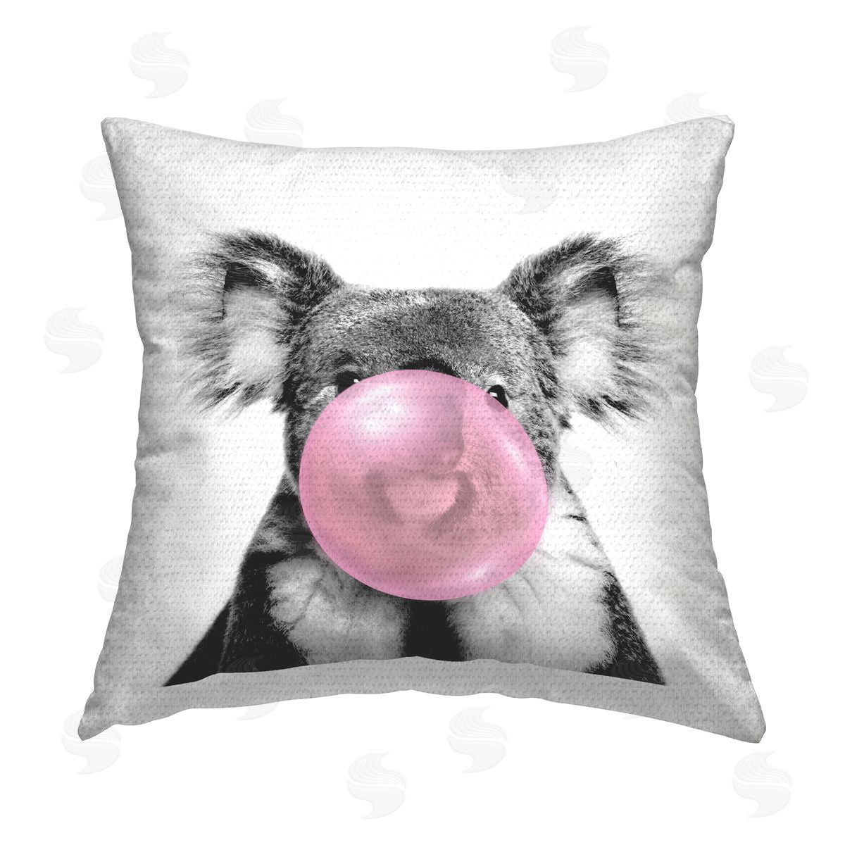 Koala Blowing Pink Bubblegum Outdoor Printed Pillow, Home Decor by Elephant Stock
