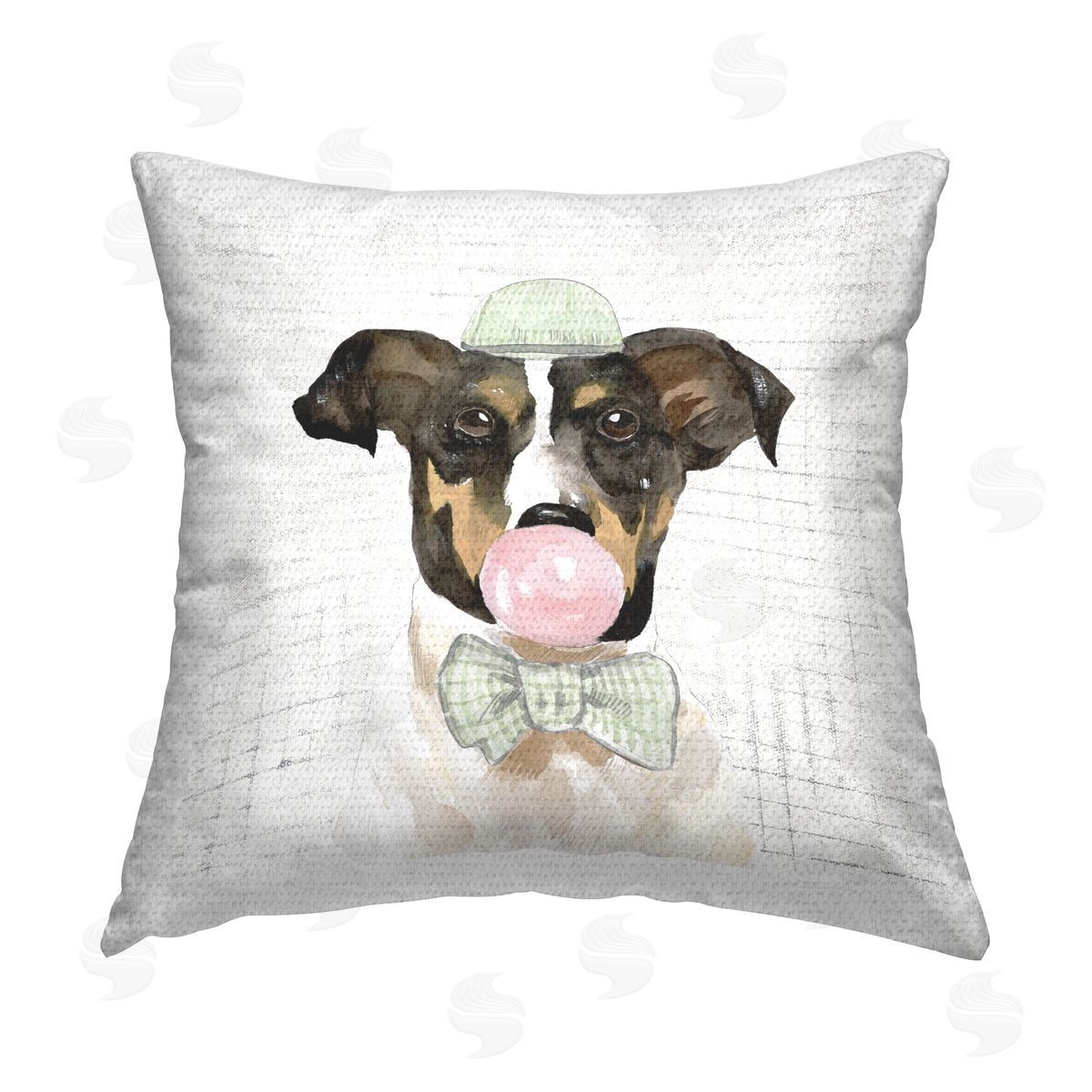 Dog Portrait Bowtie & Bubblegum Outdoor Printed Pillow, Home Decor by Masey St. Studios