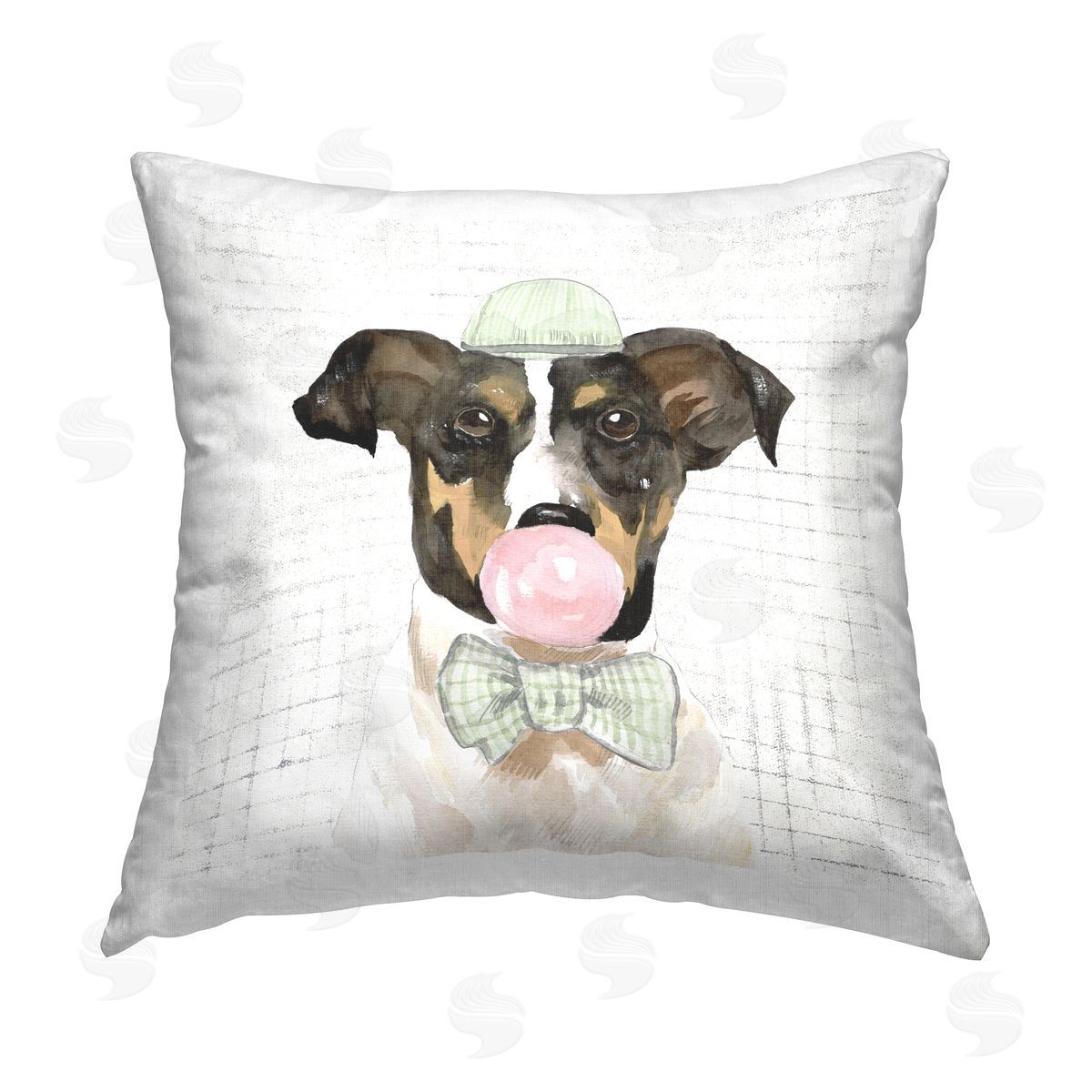 Dog Portrait Bowtie & Bubblegum Decorative Printed Pillow, Home Decor by Masey St. Studios