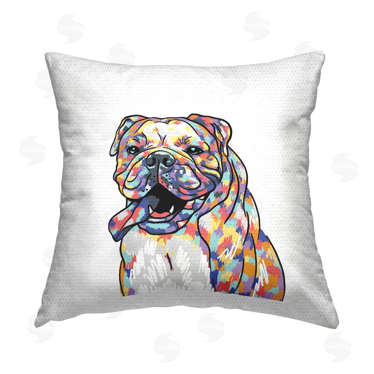 Bulldog Portrait Abstract Hues Outdoor Printed Pillow, Home Decor by Masey St. Studios