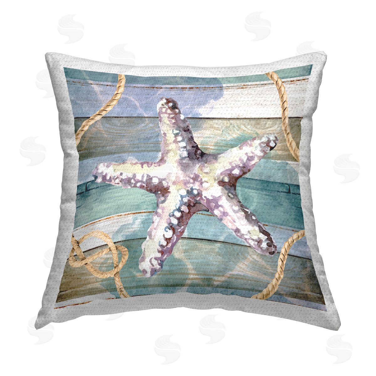 Nicole DeCamp Rustic Maritime Starfish Outdoor Quick-Dry Polyester Printed Throw Pillow