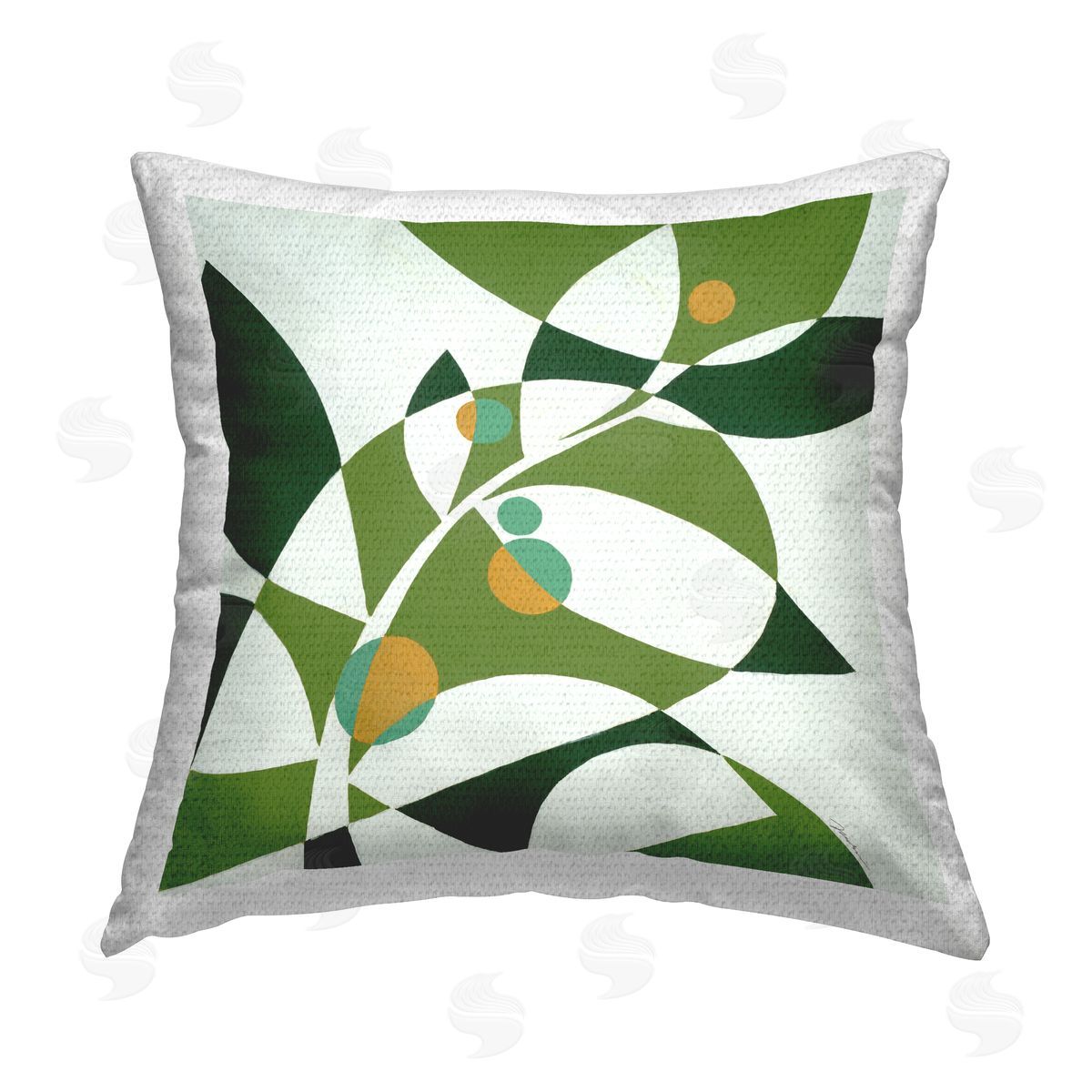 Abstract Green Plant Leaves Outdoor Printed Pillow, Home Decor by Liz Jardine