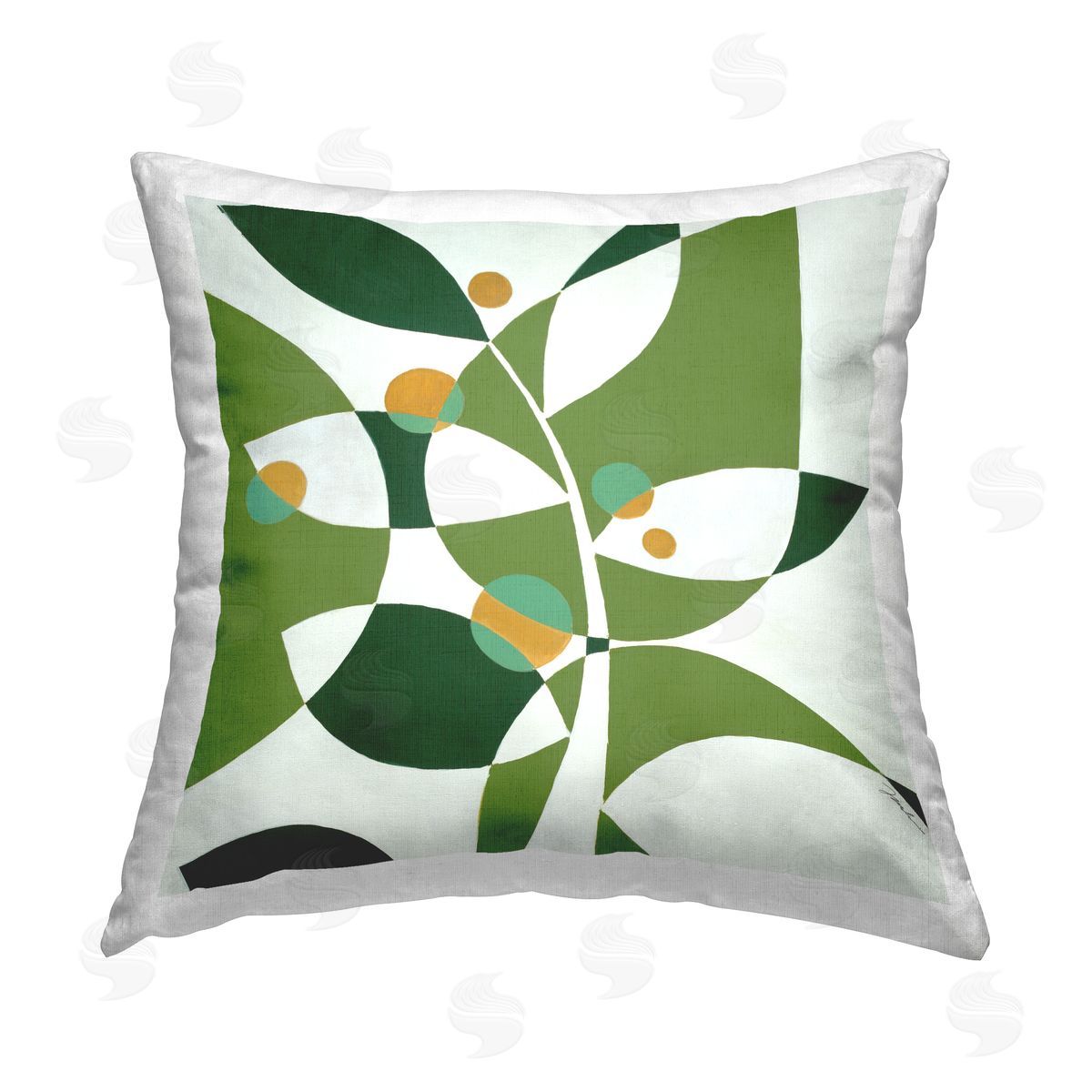 Modern Green Overlapping Leaves Decorative Printed Pillow, Home Decor by Liz Jardine