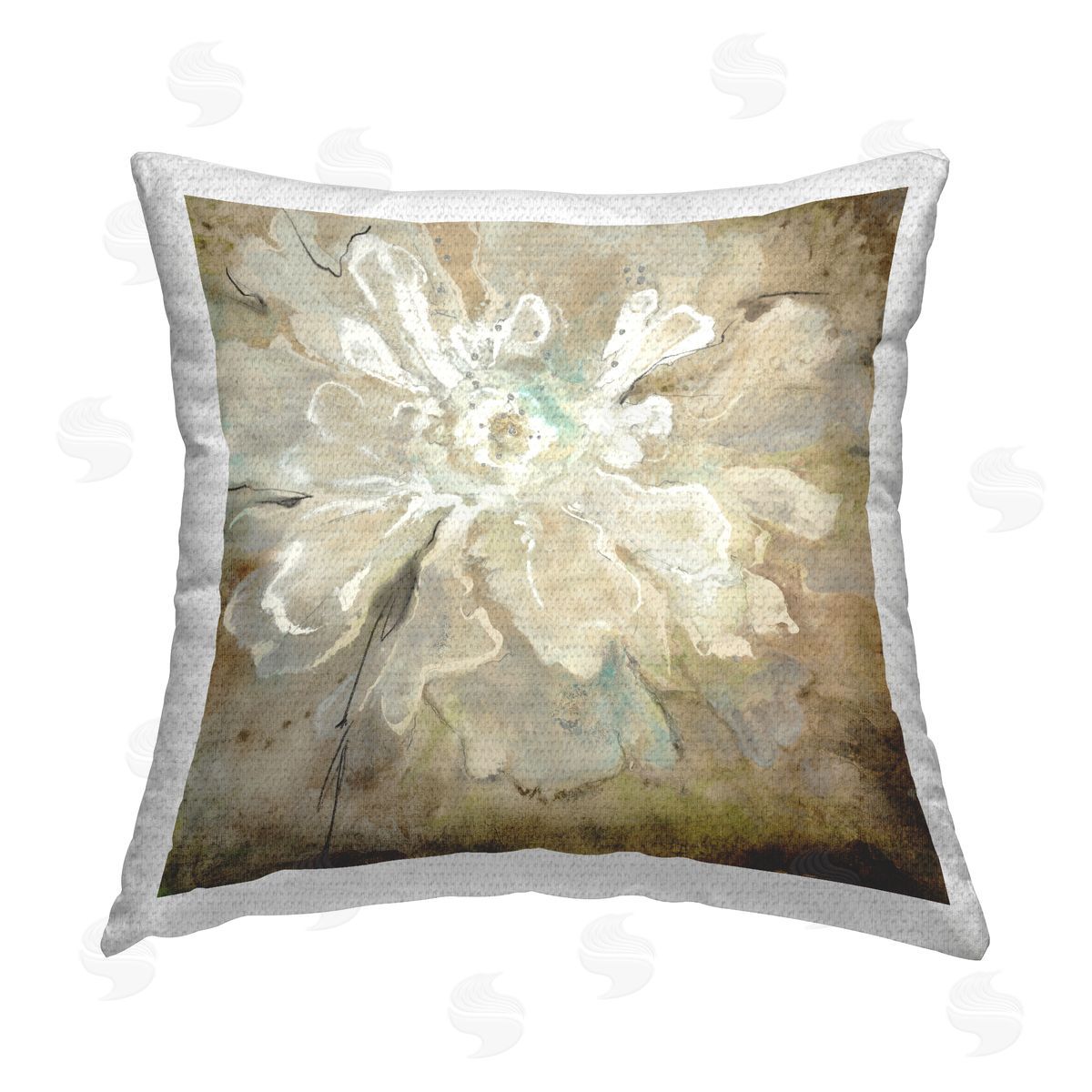 Abstract Brown Flower Petals Outdoor Printed Pillow, Home Decor by Liz Jardine