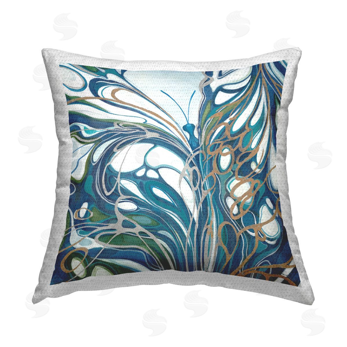 Contemporary Butterfly Swirl Outdoor Printed Pillow, Home Decor by Liz Jardine