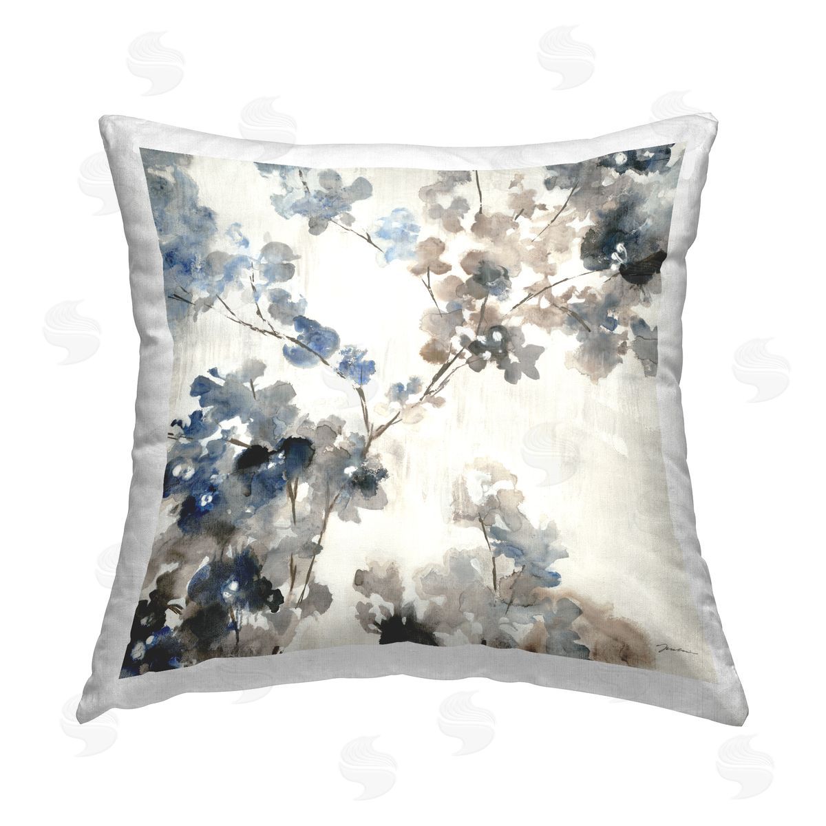 Beige Cherry Blossom Tree Decorative Printed Pillow, Home Decor by Liz Jardine