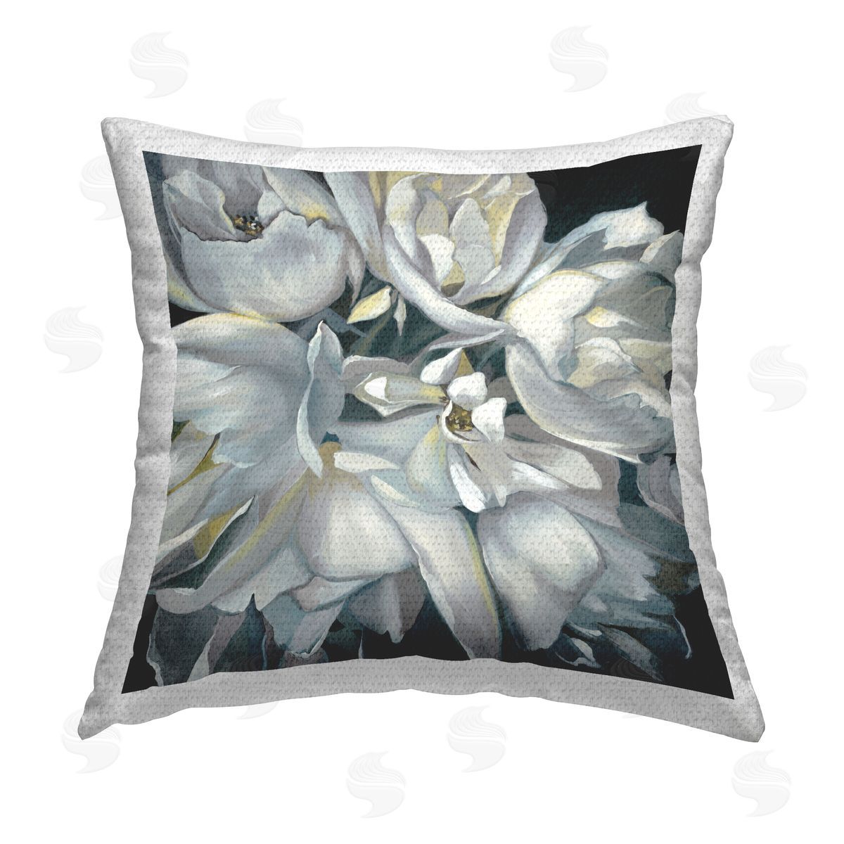 White Blooming Flower Outdoor Printed Pillow, Home Decor by Liz Jardine