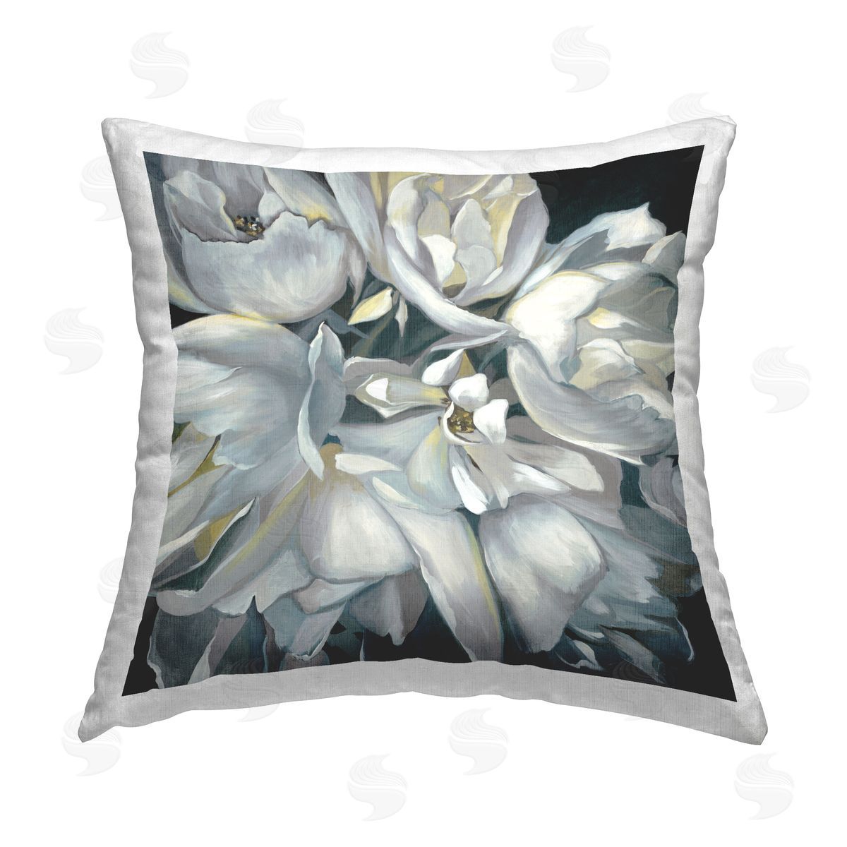 White Blooming Flower Decorative Printed Pillow, Home Decor by Liz Jardine