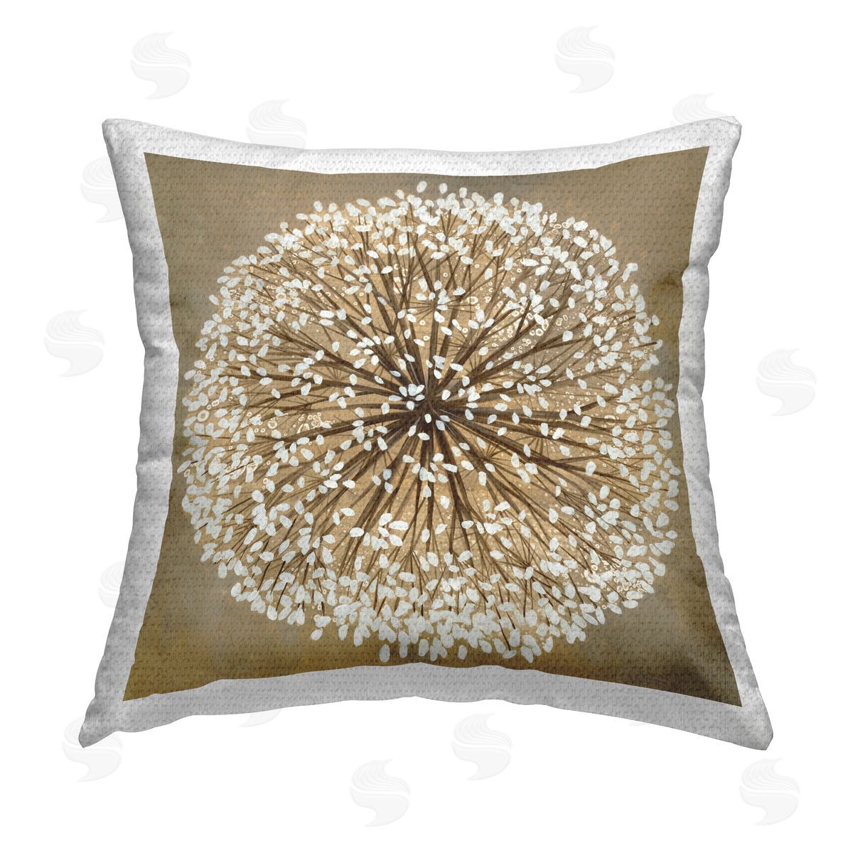 Modern Tan Dandelion Outdoor Printed Pillow, Home Decor by Liz Jardine