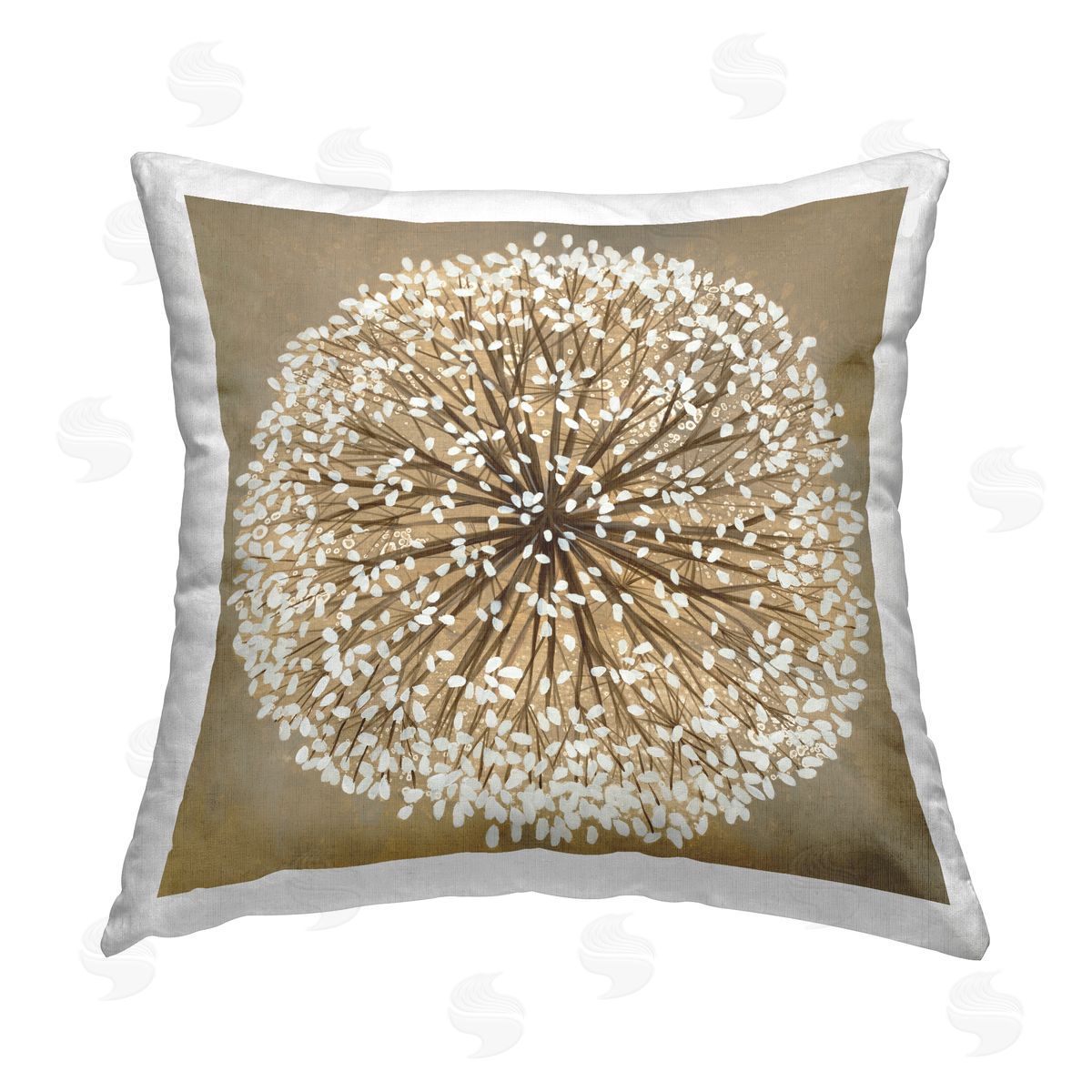 Modern Tan Dandelion Decorative Printed Pillow, Home Decor by Liz Jardine